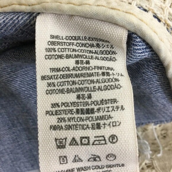 Free People Womens Lace Panel Denim Jacket Light Dungaree Blue Size Small - Picture 11 of 13